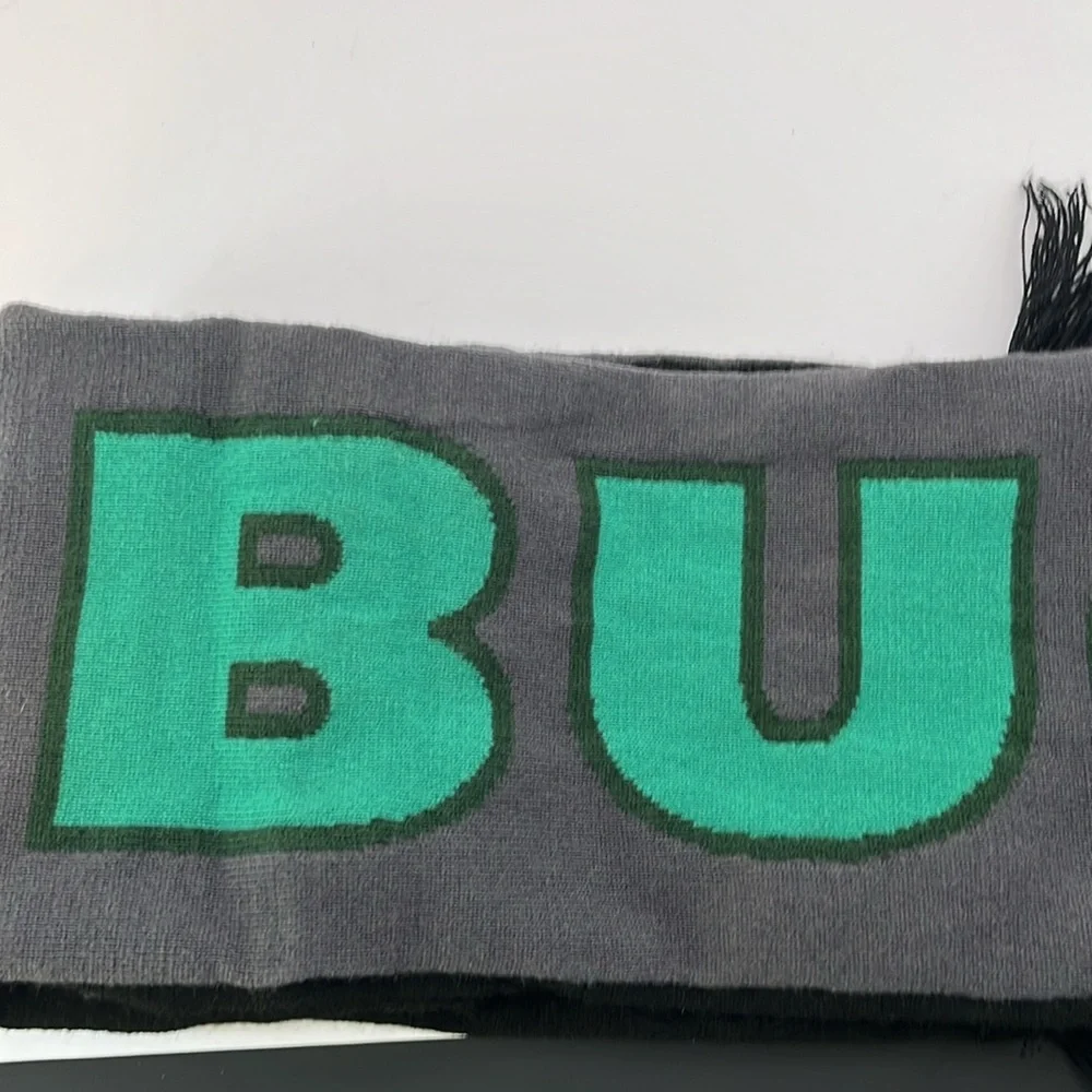 NWT Starbucks Gray, Green & Black Reversible Knit Fringed Scarf Mermaid Unisex